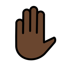 How Raised Hand: Dark Skin Tone emoji looks on Openmoji.