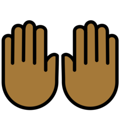 How Raising Hands: Medium-Dark Skin Tone emoji looks on Openmoji.