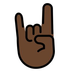 How Sign of the Horns: Dark Skin Tone emoji looks on Openmoji.