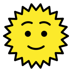 Wie Sonne mit Gesicht Emoji auf Openmoji aussieht.