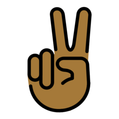 How Victory Hand: Medium-Dark Skin Tone emoji looks on Openmoji.