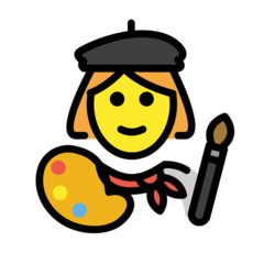 Como o emoji do Artista plástica é exibido no Openmoji.