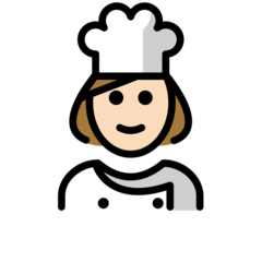 How Woman Cook: Light Skin Tone emoji looks on Openmoji.