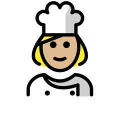 How Woman Cook: Medium-Light Skin Tone emoji looks on Openmoji.