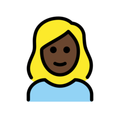 Hoe Vrouw met blond haar: donkere huidskleur emoji eruit ziet op Openmoji.