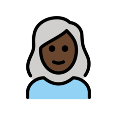 Hoe Vrouw: donkere huidskleur, wit haar emoji eruit ziet op Openmoji.