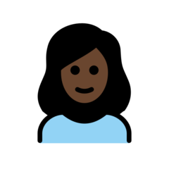 Hoe Vrouw: donkere huidskleur emoji eruit ziet op Openmoji.