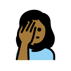 How Woman Facepalming: Medium-Dark Skin Tone emoji looks on Openmoji.