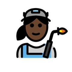 How Woman Factory Worker: Dark Skin Tone emoji looks on Openmoji.