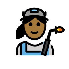 How Woman Factory Worker: Medium-Dark Skin Tone emoji looks on Openmoji.