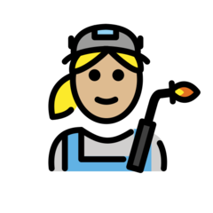 How Woman Factory Worker: Medium-Light Skin Tone emoji looks on Openmoji.