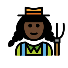 How Woman Farmer: Dark Skin Tone emoji looks on Openmoji.