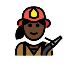 How Woman Firefighter: Dark Skin Tone emoji looks on Openmoji.