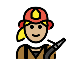 How Woman Firefighter: Medium-Light Skin Tone emoji looks on Openmoji.