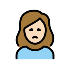 How Woman Frowning: Light Skin Tone emoji looks on Openmoji.