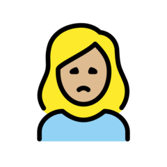 How Woman Frowning: Medium-Light Skin Tone emoji looks on Openmoji.