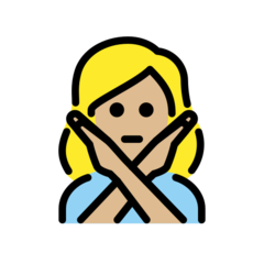 How Woman Gesturing NO: Medium-Light Skin Tone emoji looks on Openmoji.