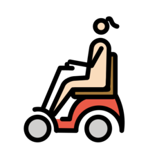 A quoi ressemblent les emoji Femme en fauteuil motorisé: peau claire sur Openmoji.