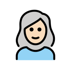 Bagaimana Wanita: warna kulit cerah, rambut putih emoji terlihat di Openmoji.