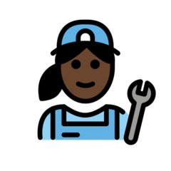 How Woman Mechanic: Dark Skin Tone emoji looks on Openmoji.