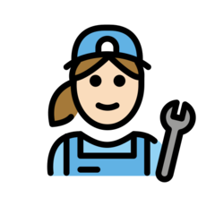 How Woman Mechanic: Light Skin Tone emoji looks on Openmoji.