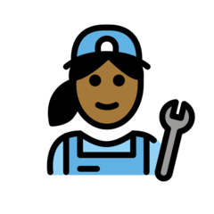 How Woman Mechanic: Medium-Dark Skin Tone emoji looks on Openmoji.