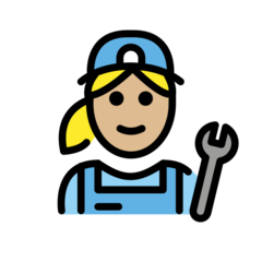 How Woman Mechanic: Medium-Light Skin Tone emoji looks on Openmoji.