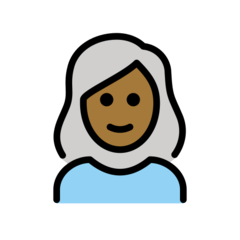 Hoe Vrouw: donkergetinte huidskleur, wit haar emoji eruit ziet op Openmoji.