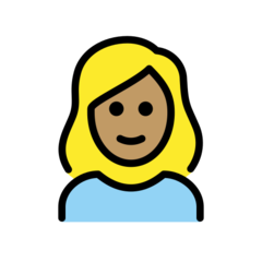 Wie Frau: mittlere Hautfarbe, blond Emoji auf Openmoji aussieht.