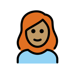 A quoi ressemblent les emoji Femme: peau légèrement mate et cheveux roux sur Openmoji.