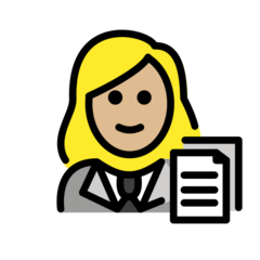 How Woman Office Worker: Medium-Light Skin Tone emoji looks on Openmoji.