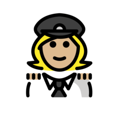 Hvordan Kvinnelig pilot: hudtype 3 emoji ser ut på Openmoji.