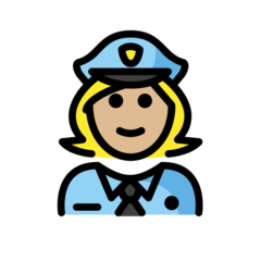 How Woman Police Officer: Medium-Light Skin Tone emoji looks on Openmoji.