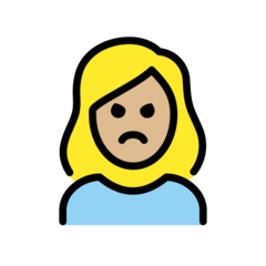 How Woman Pouting: Medium-Light Skin Tone emoji looks on Openmoji.