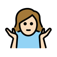 How Woman Shrugging: Light Skin Tone emoji looks on Openmoji.