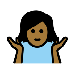 How Woman Shrugging: Medium-Dark Skin Tone emoji looks on Openmoji.