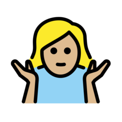 How Woman Shrugging: Medium-Light Skin Tone emoji looks on Openmoji.