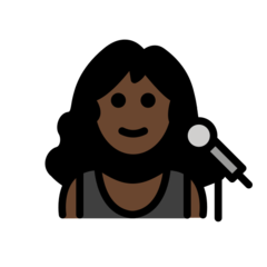 How Woman Singer: Dark Skin Tone emoji looks on Openmoji.