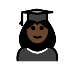 How Woman Student: Dark Skin Tone emoji looks on Openmoji.