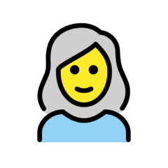 Bagaimana Wanita: rambut putih emoji terlihat di Openmoji.