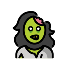 Hvordan Kvindelig zombie emoji ser ud på Openmoji.