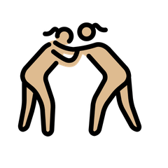 Openmoji에서레슬링하는 여자: 연한 갈색 피부그림 이모티콘이 어떻게 보이는지.