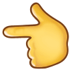 How Backhand Index Pointing Left emoji looks on Samsung.