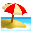 Hoe Strand met parasol emoji eruit ziet op Samsung.