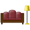 Bagaimana emoji Sofa dan lampu kelihatan di Samsung.