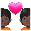 Como o emoji do Casal apaixonado: pele escura é exibido no Samsung.