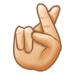 How Crossed Fingers: Light Skin Tone emoji looks on Samsung.