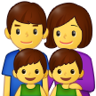 Como o emoji do Família: homem, mulher, menino e menino é exibido no Samsung.