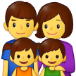 Como o emoji do Família: homem, mulher, menina e menino é exibido no Samsung.