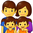 Como o emoji do Família: homem, mulher, menina e menina é exibido no Samsung.